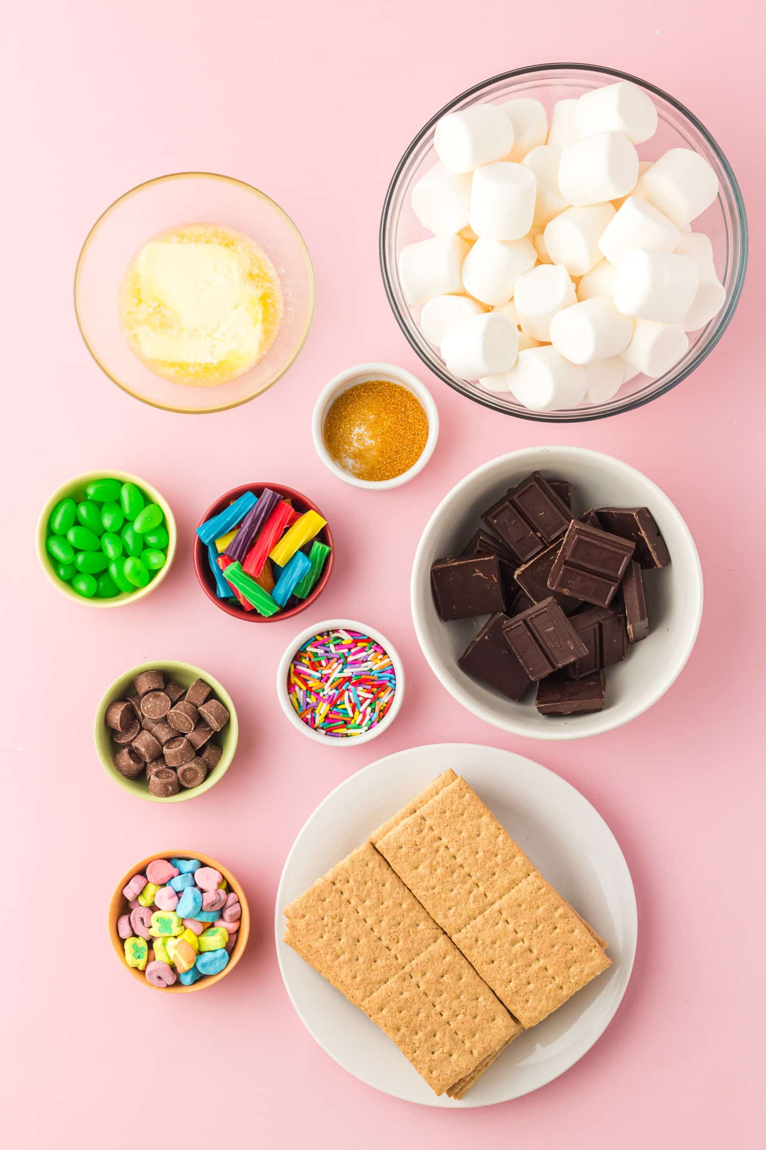 Individual ingredients for St. Patrick's Day treats