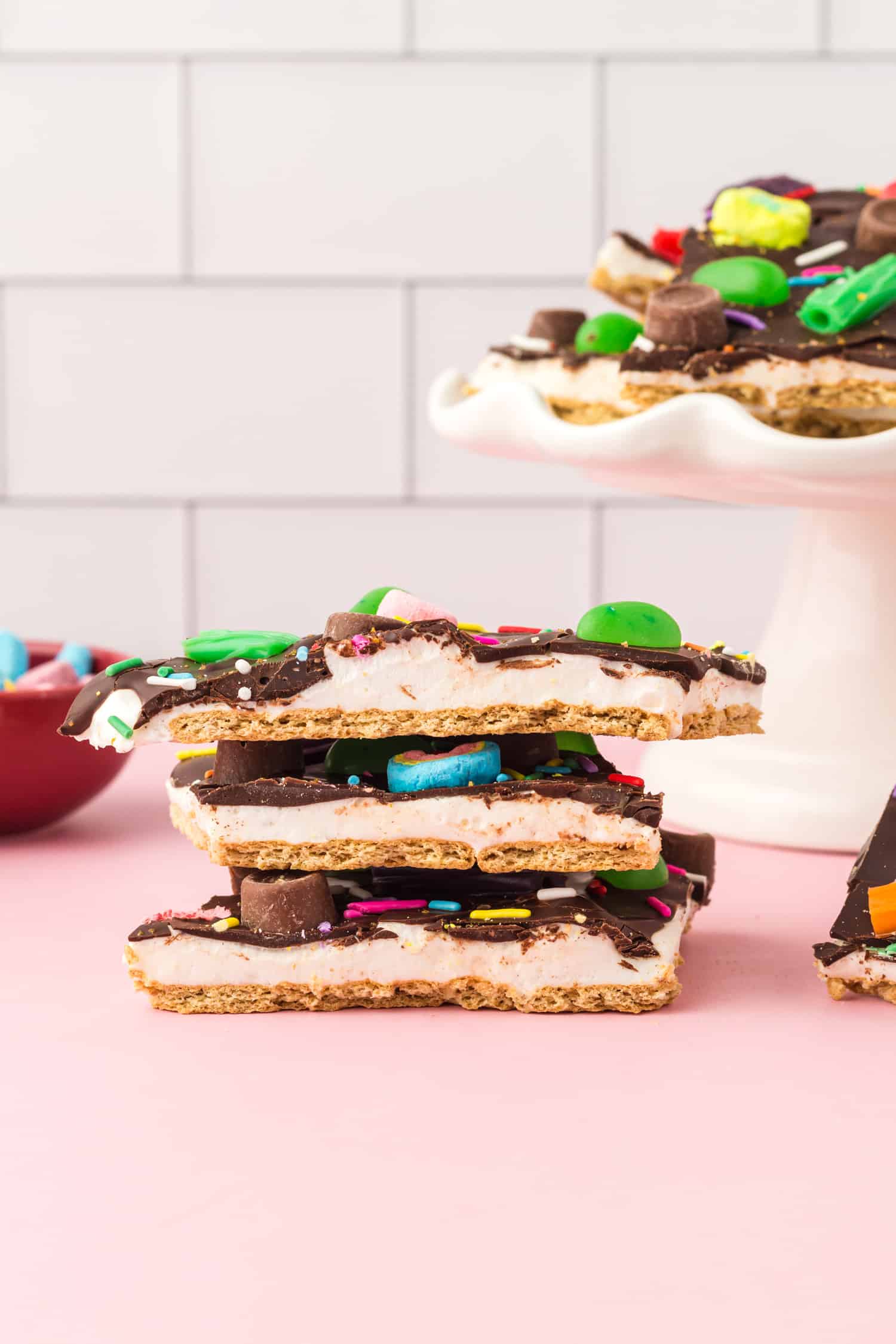 Stacked pieces of St. Patrick's Day bark