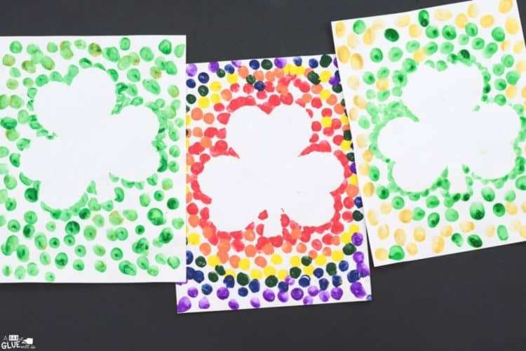 diy shamrock thumbprint stamp art