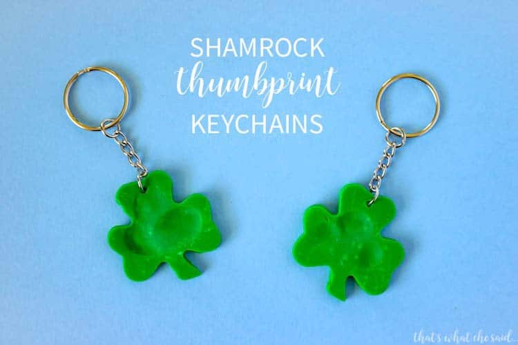 shamrocks made from thumbprints keychain craft