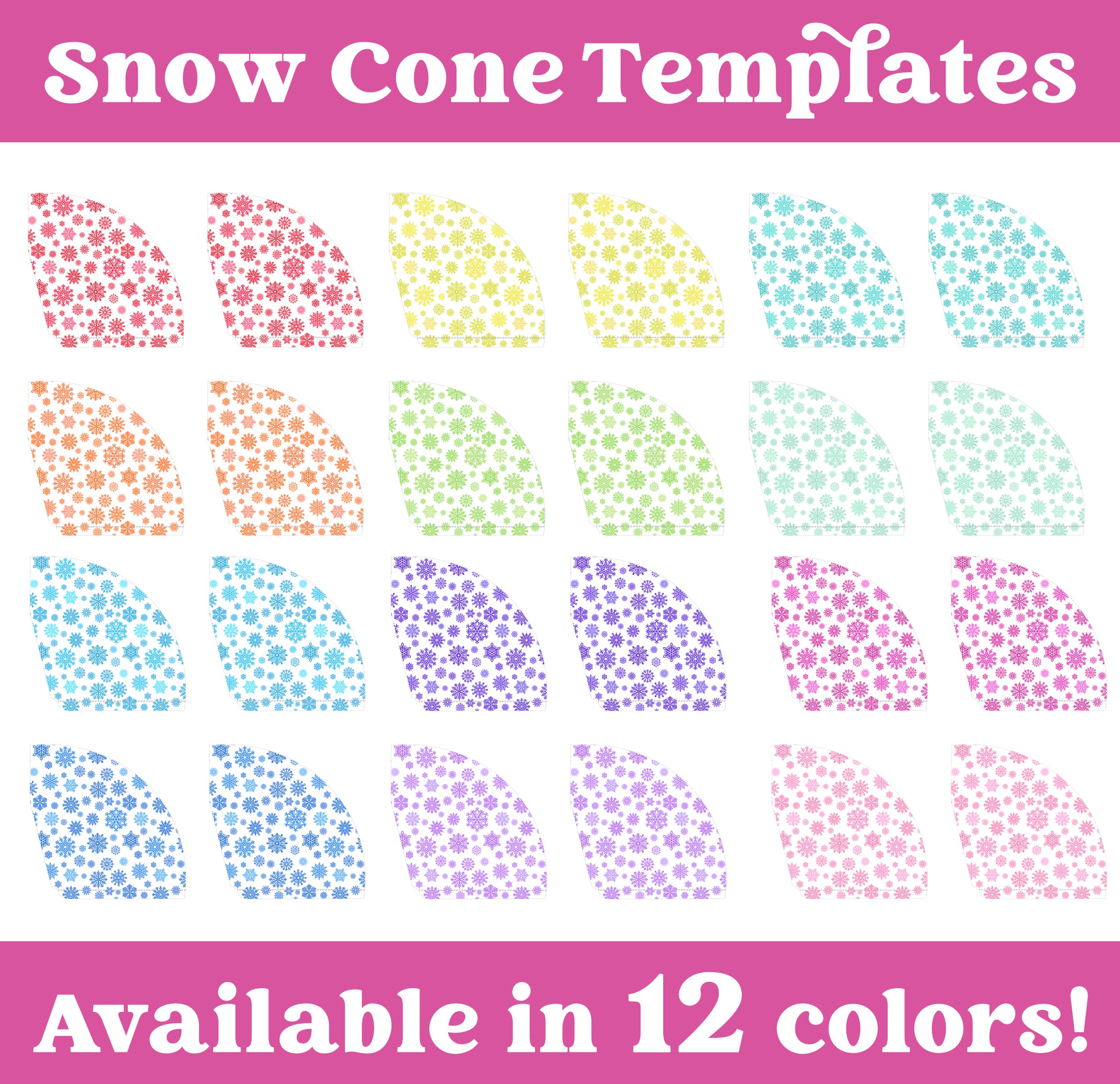 snow cone templates available in 12 colors