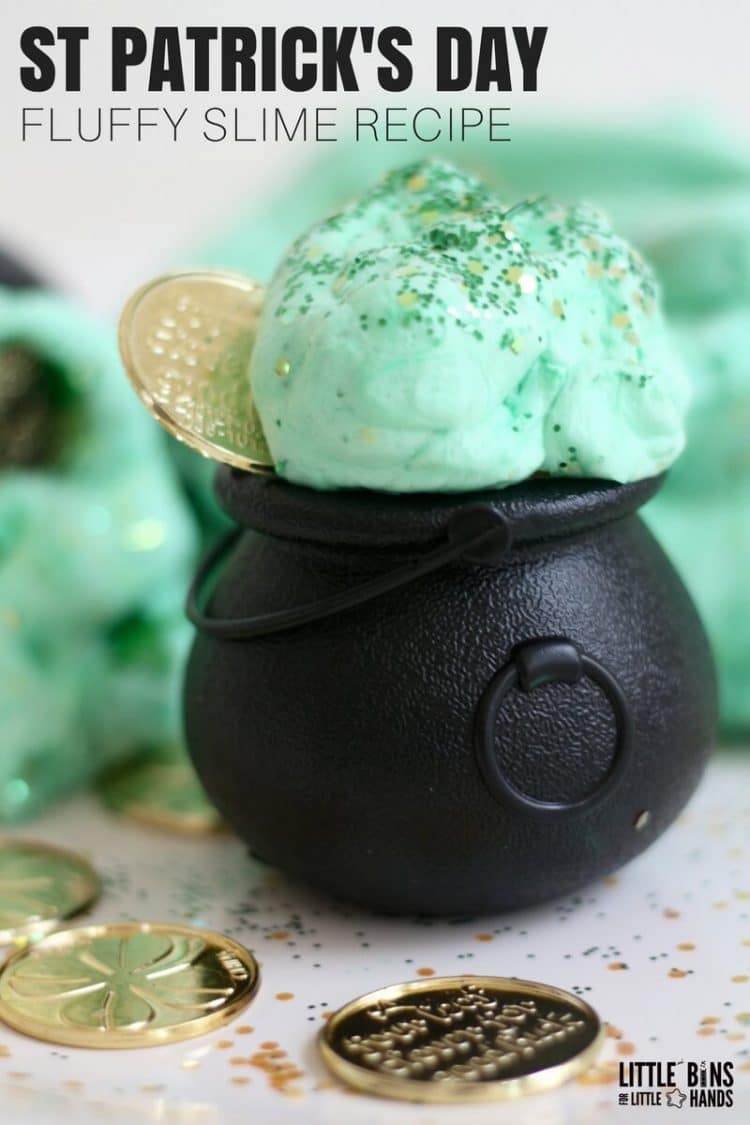 st patricks day fluffy slime with gold coin background