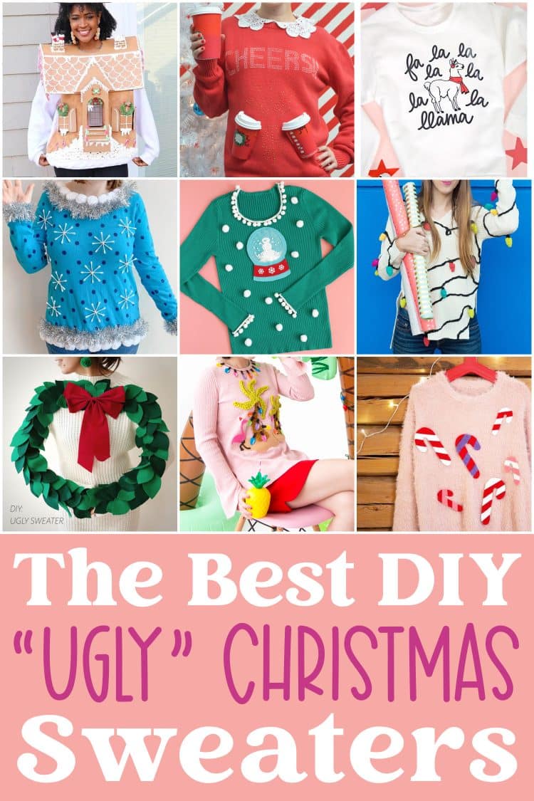 the best diy ugly christmas sweaters pin graphic