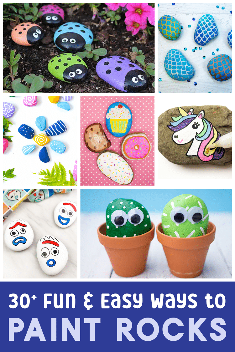 30+ fun and easy ways to paint rocks pin graphic