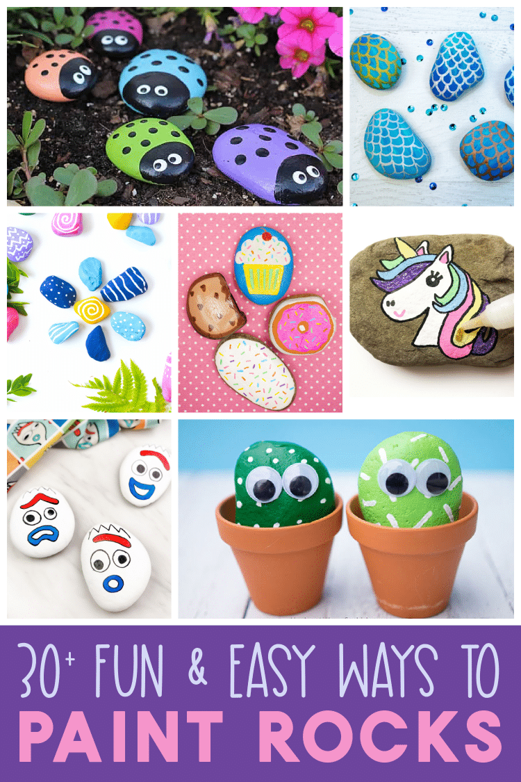 30+ fun and easy ways to paint rocks pin graphic