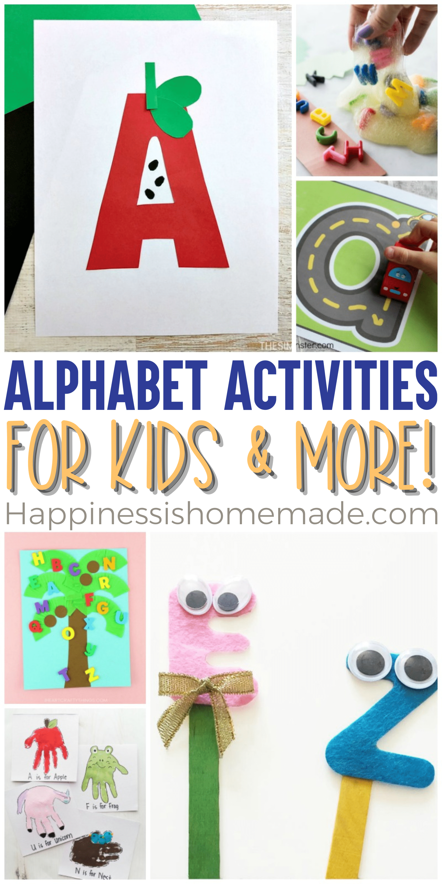 'Alphabet activities for kids & more' pin graphic
