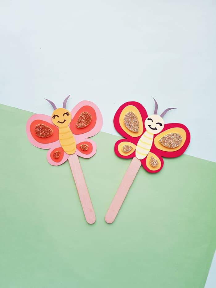 craft sticks made into butterflies