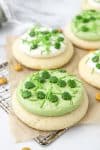 Close up of sugar cookie on cooling rack