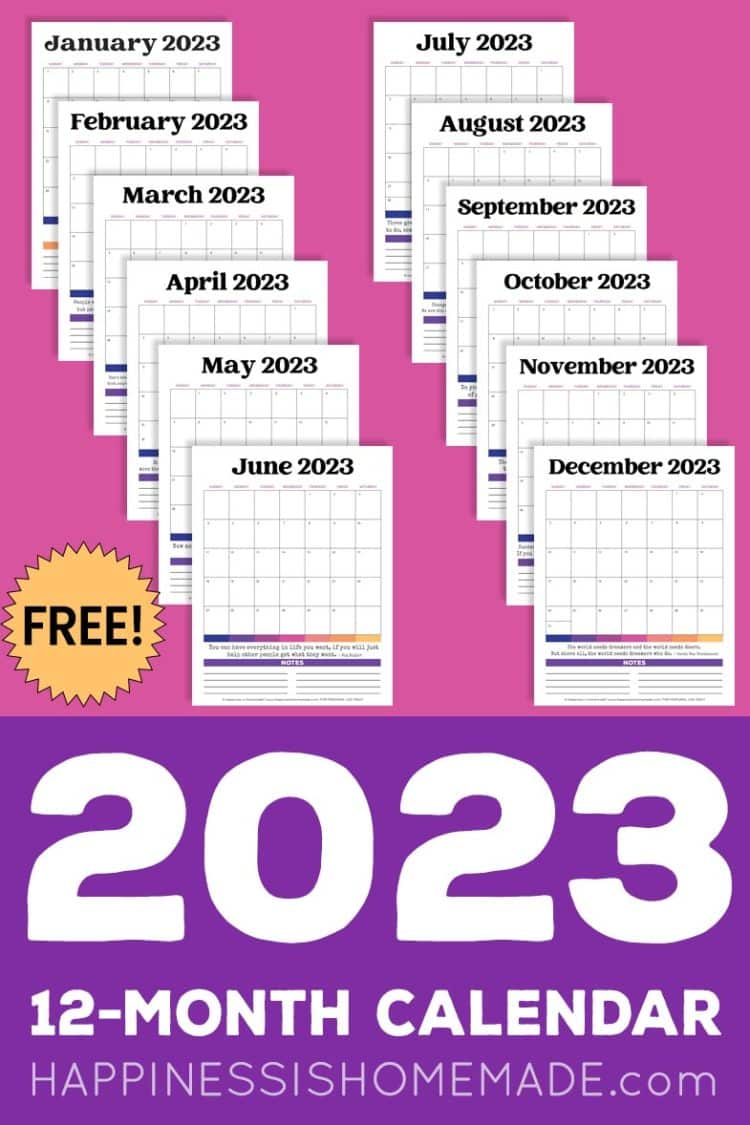 free 2023 printable calendar