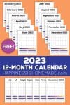 2023 12 month printable calendar 