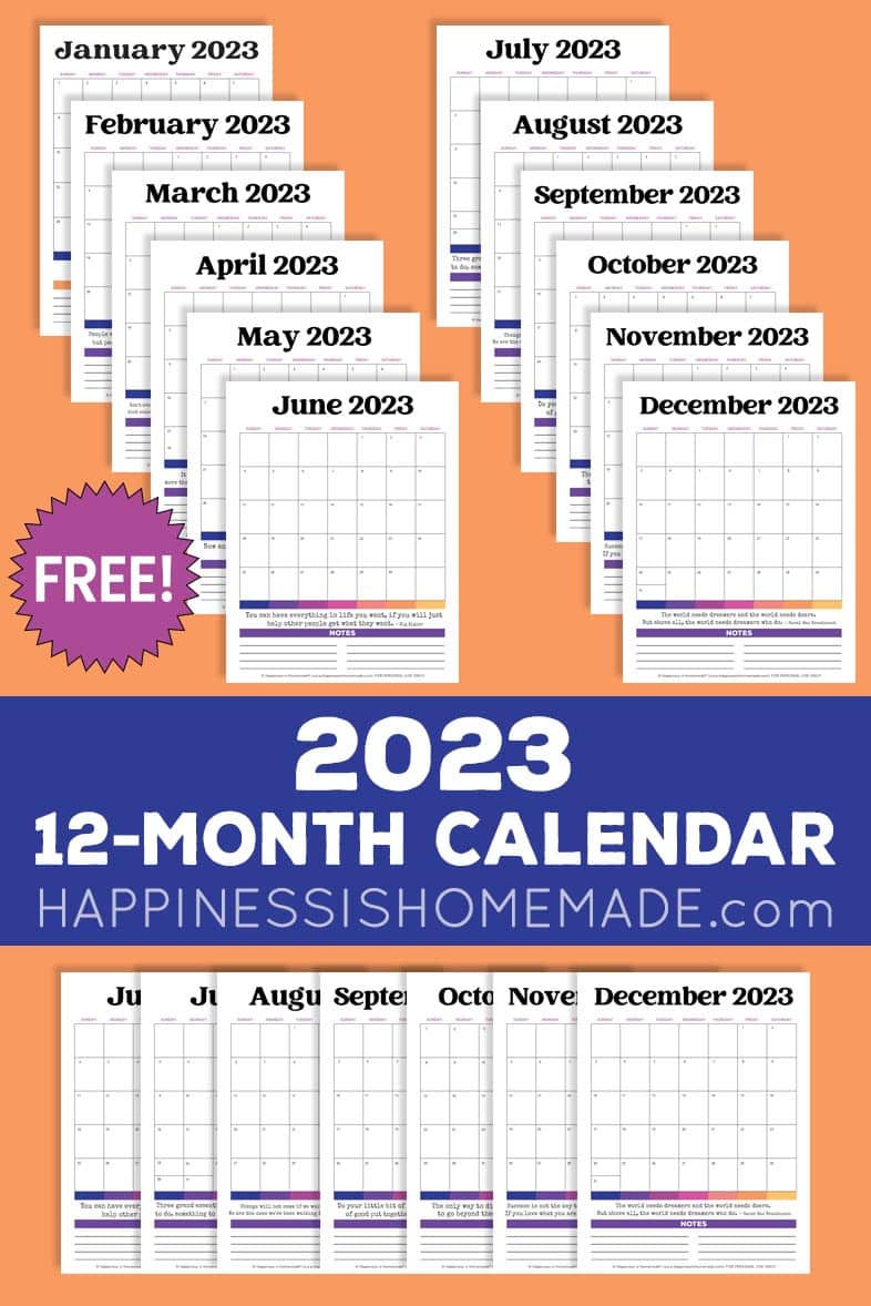 Free Printable Monthly Calendar 2023