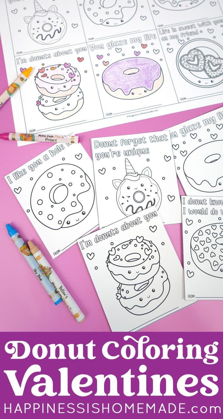 Pinterest Graphic "Donut Coloring Valentines" 