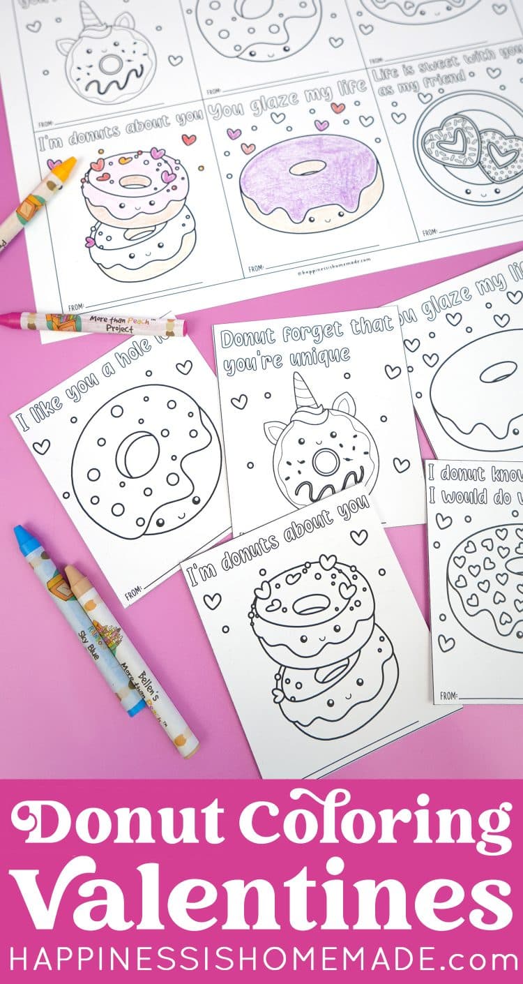 Pinterest Graphic "Donut Coloring Valentine Cards"