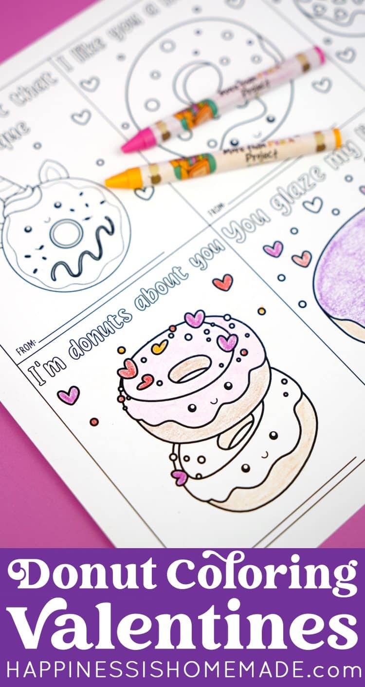 Pinterest Graphic "Donut Coloring Valentine Cards"