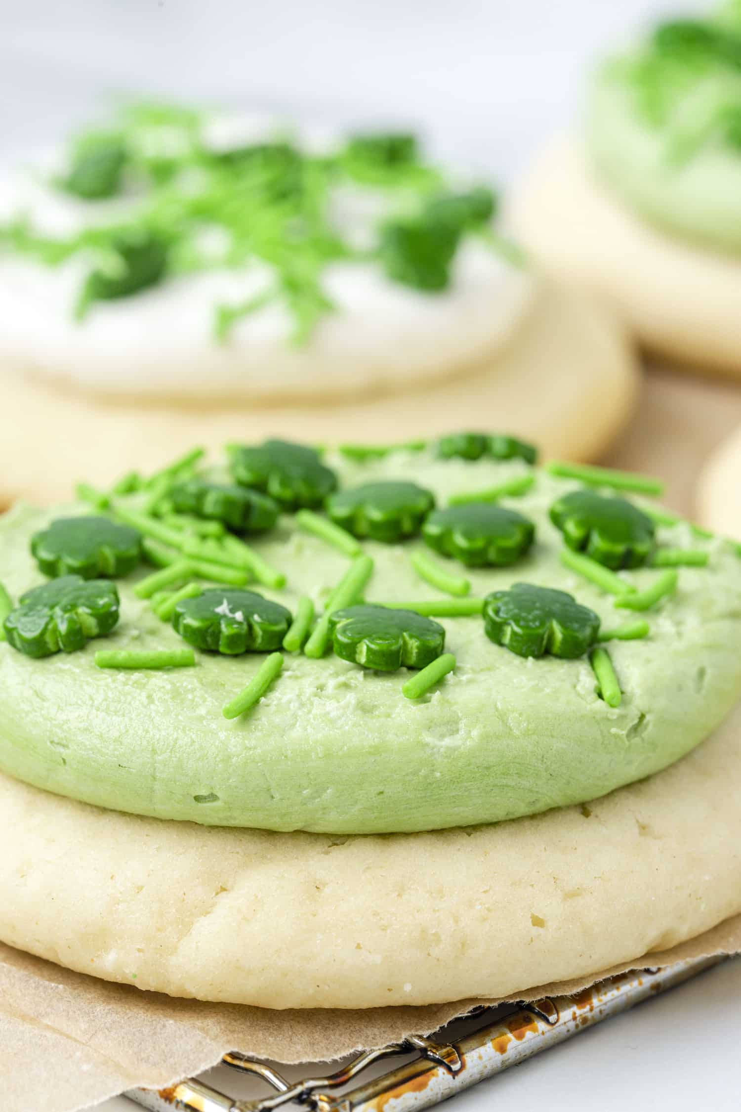 Tasty lofthouse cookie with blurred cookie background