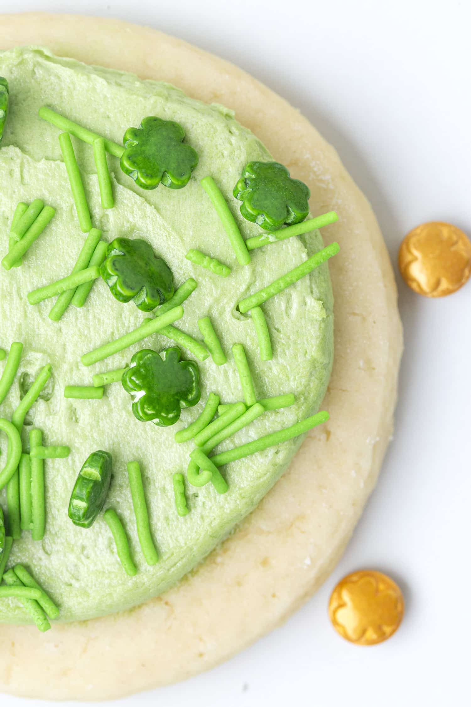 Up close, half shot of a delicious St. Patrick's Day lofthouse cookie