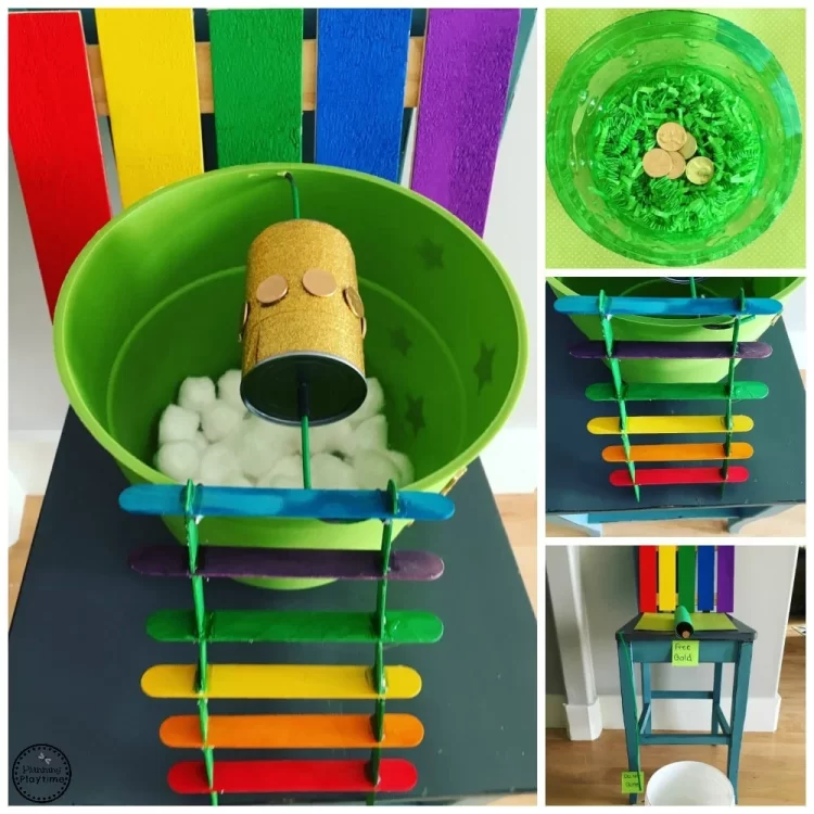 colorful rainbow DIY leprechaun trap for st patricks day