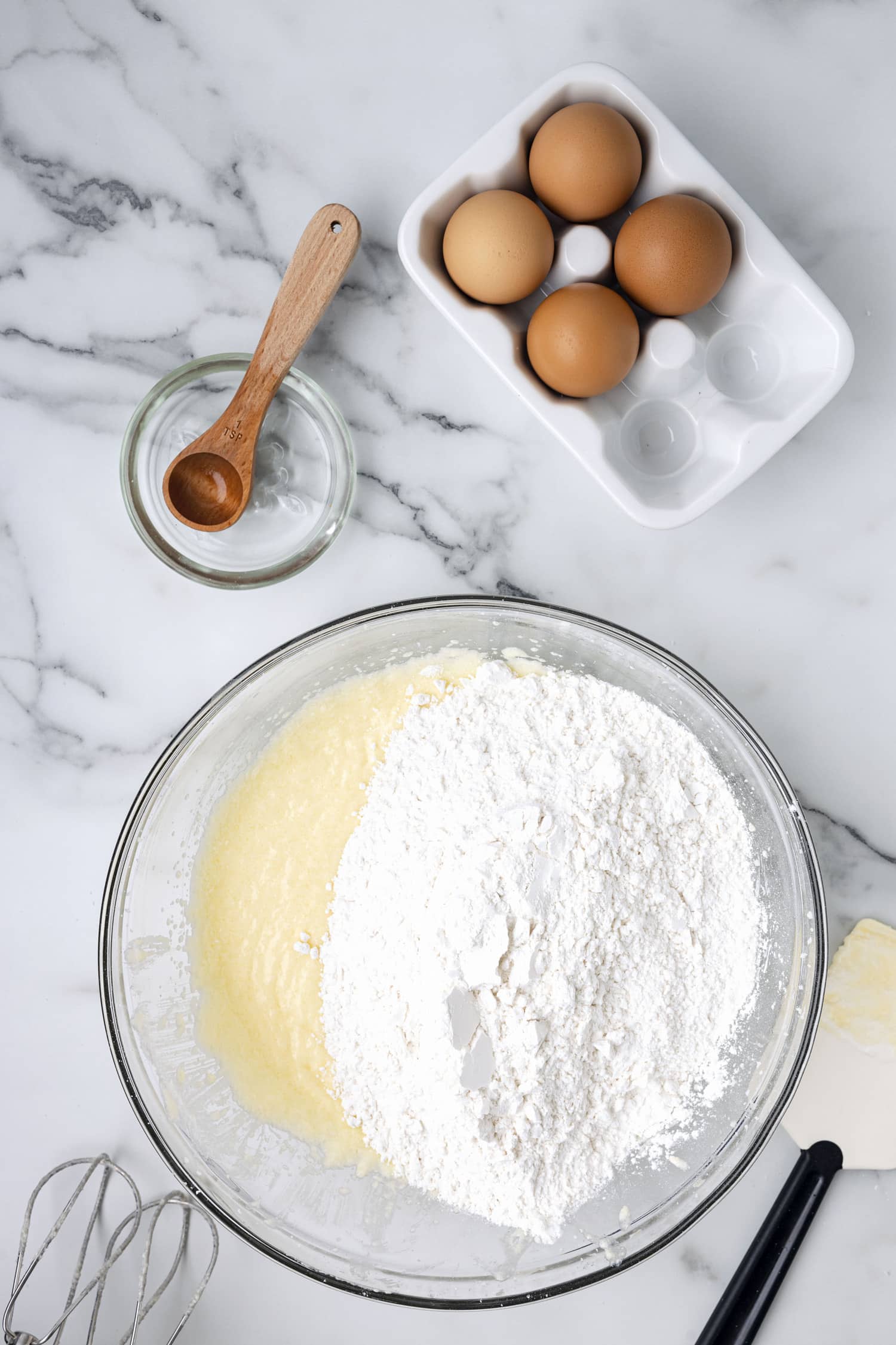 Ingredients in bowl waiting to be mixed