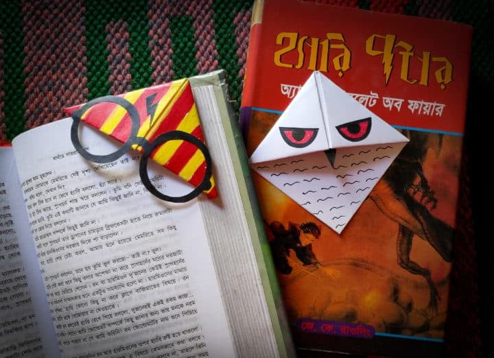 harry potter bookmarks featuring hedwig and eyeglasses
