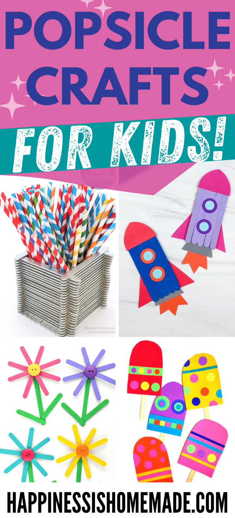 Pin graphic of popsicle crafts for kids