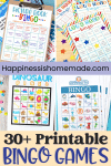 Pin graphic of 30+ Printable Bingo Games