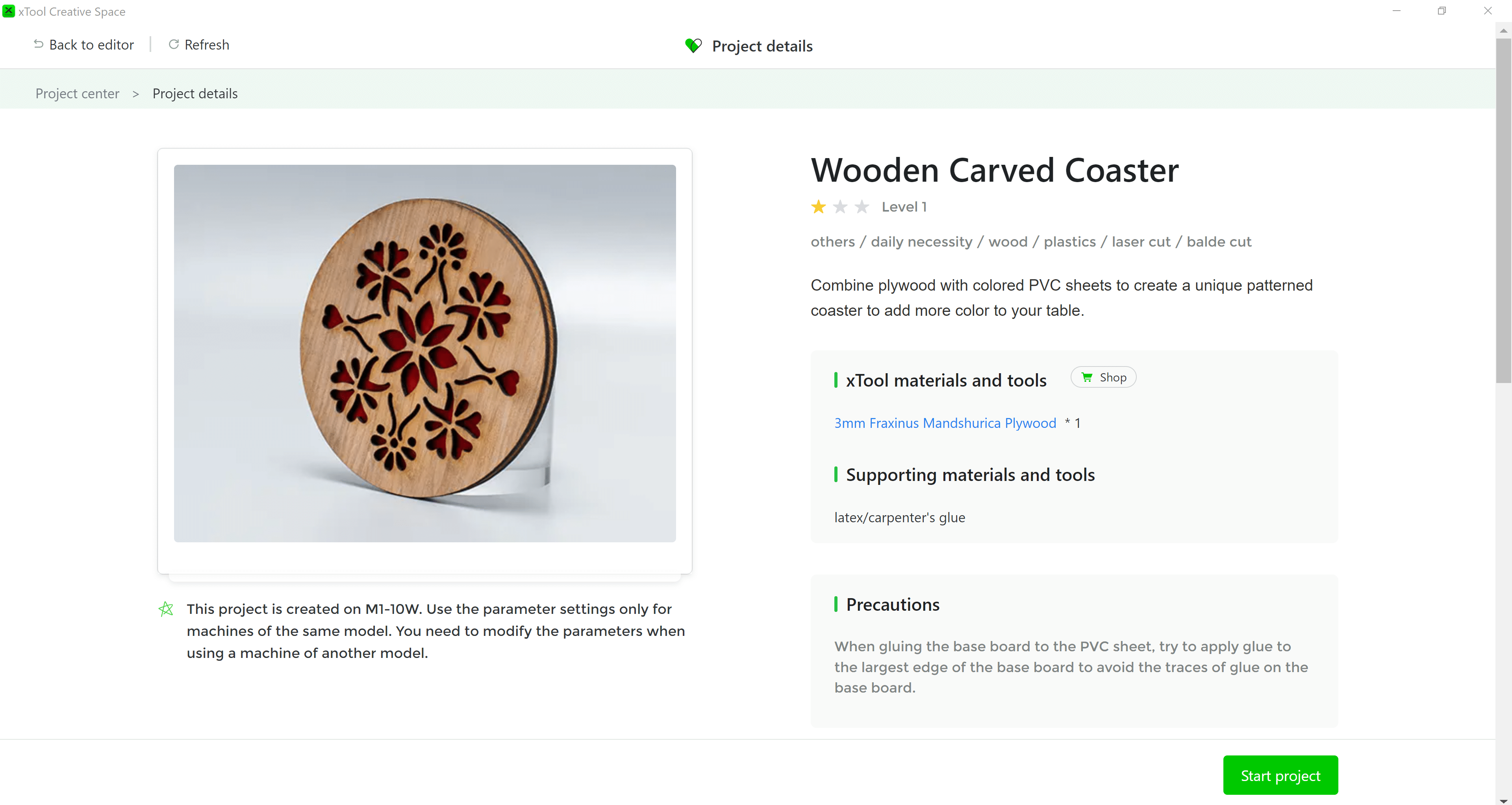screenshot of wooden carved coaster project 