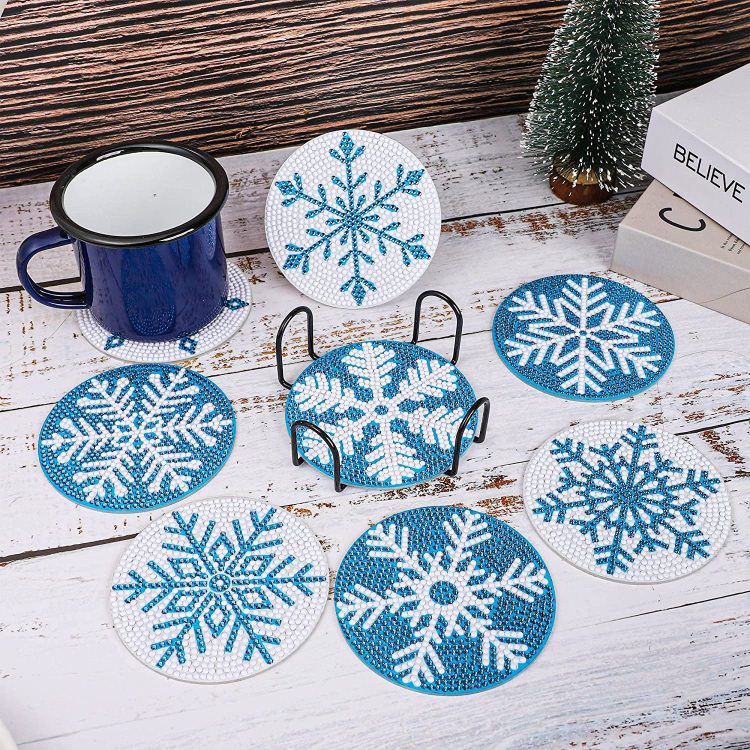 snowflake diamond painting coaster kit