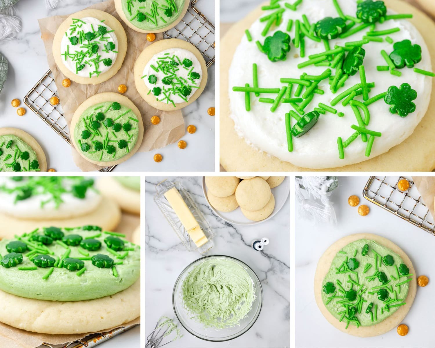 Collage of Lofthouse St. Patrick's day cookies