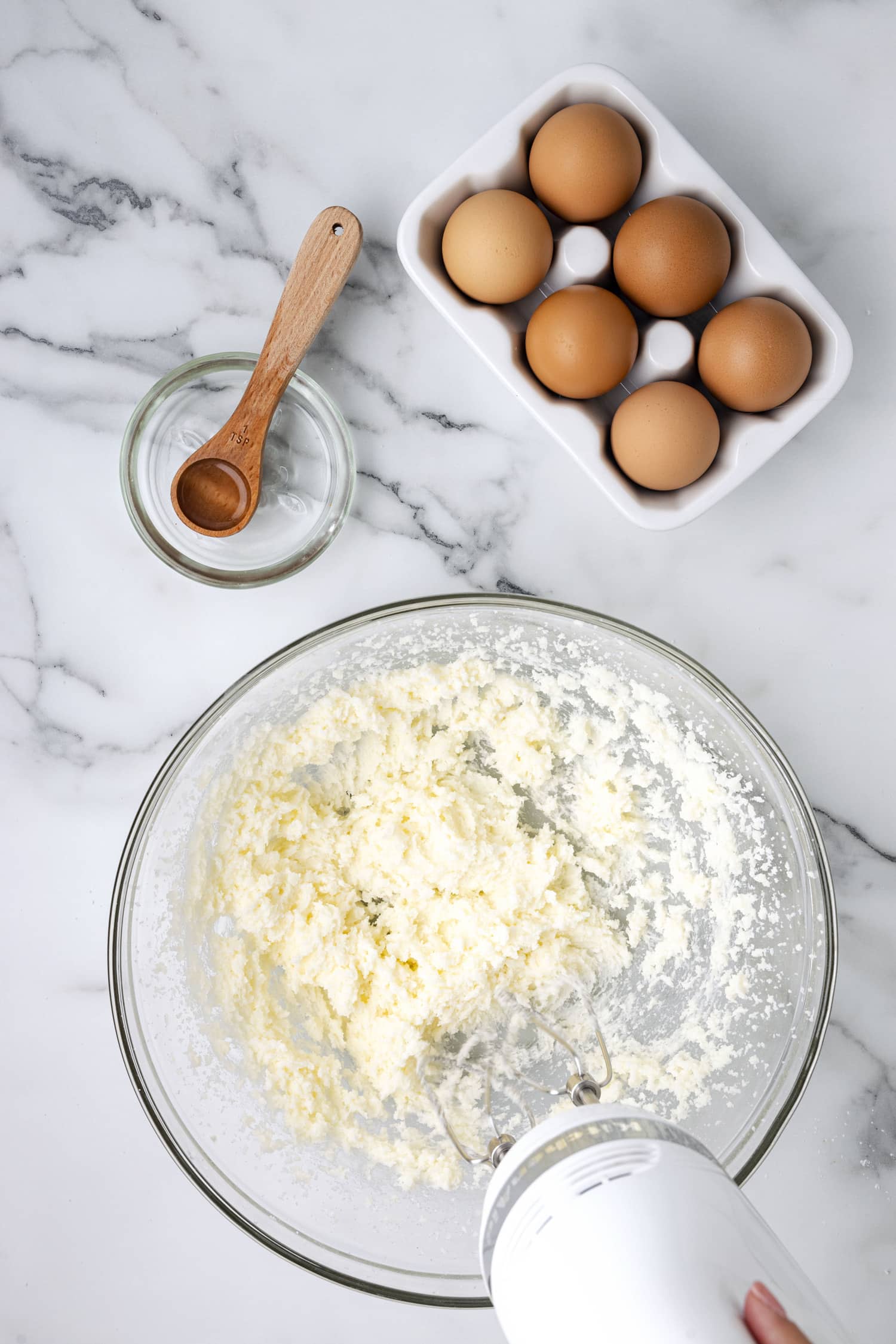 Sugar cookie ingredients mixed well in bowl