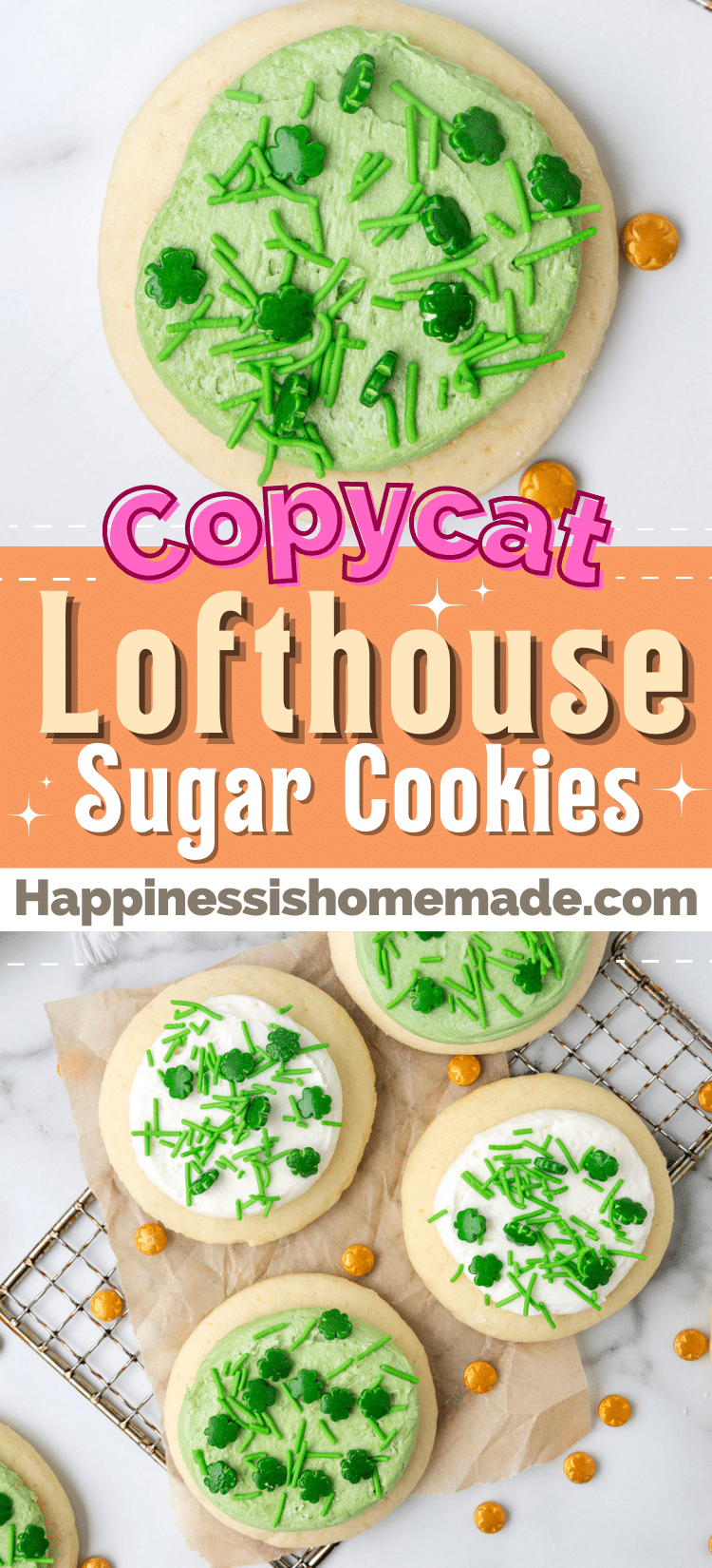 Pin graphic St. Patrick's Lofthouse cookie recipe