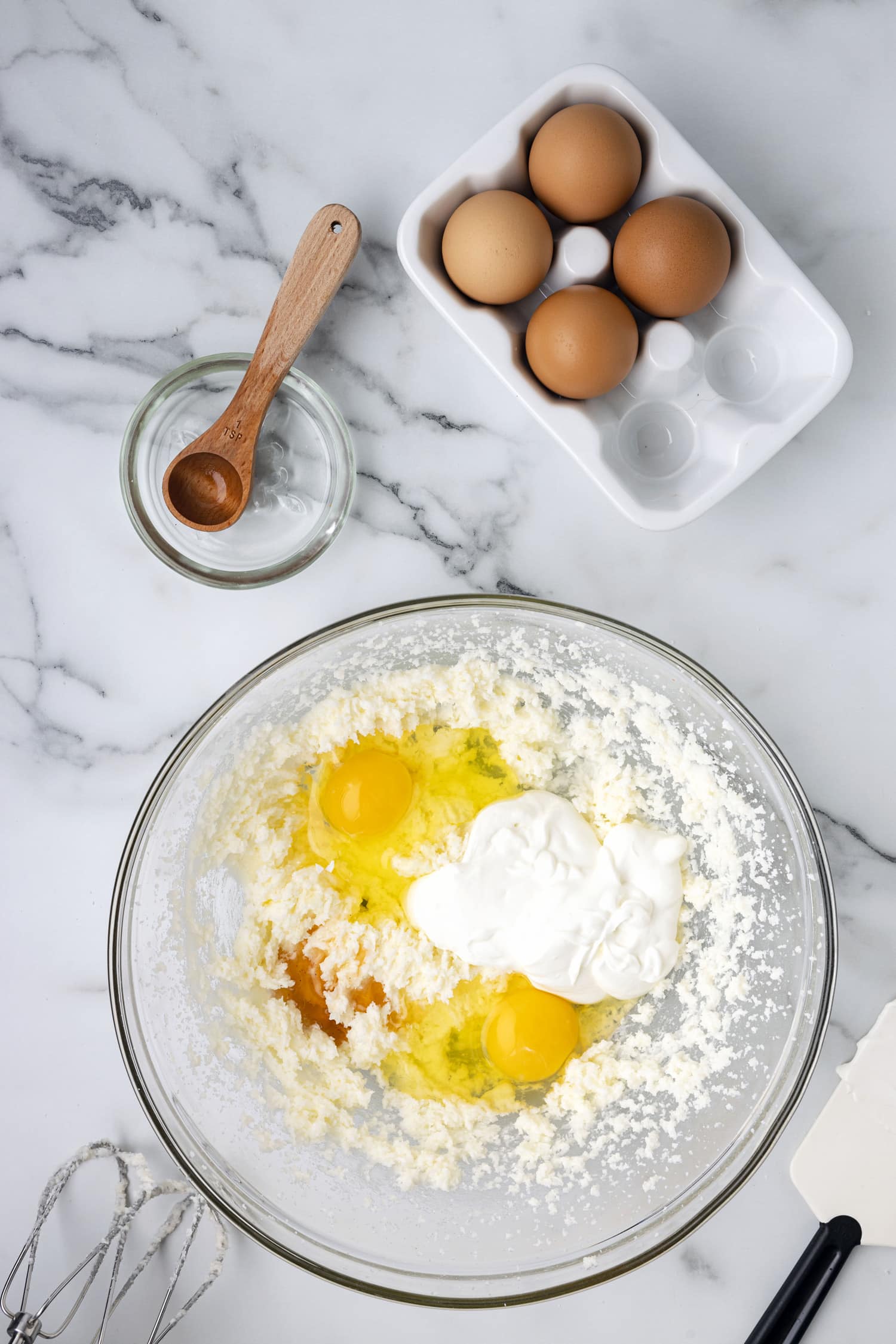 Vanilla and egg added into dough ingredients