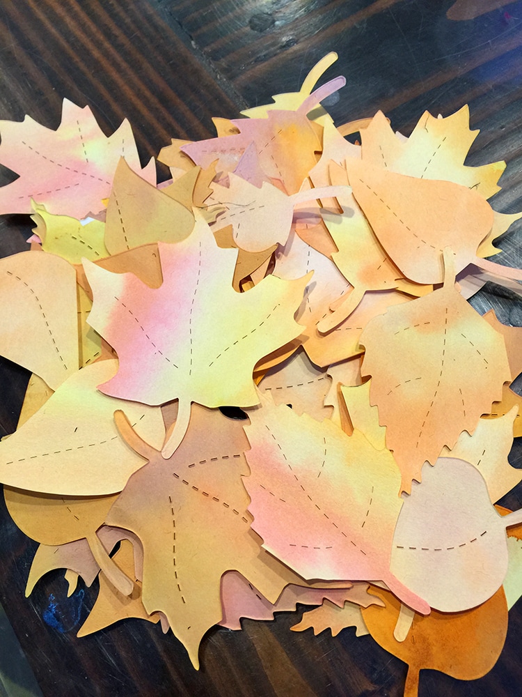 beautiful amber colored diy paper fall leaves