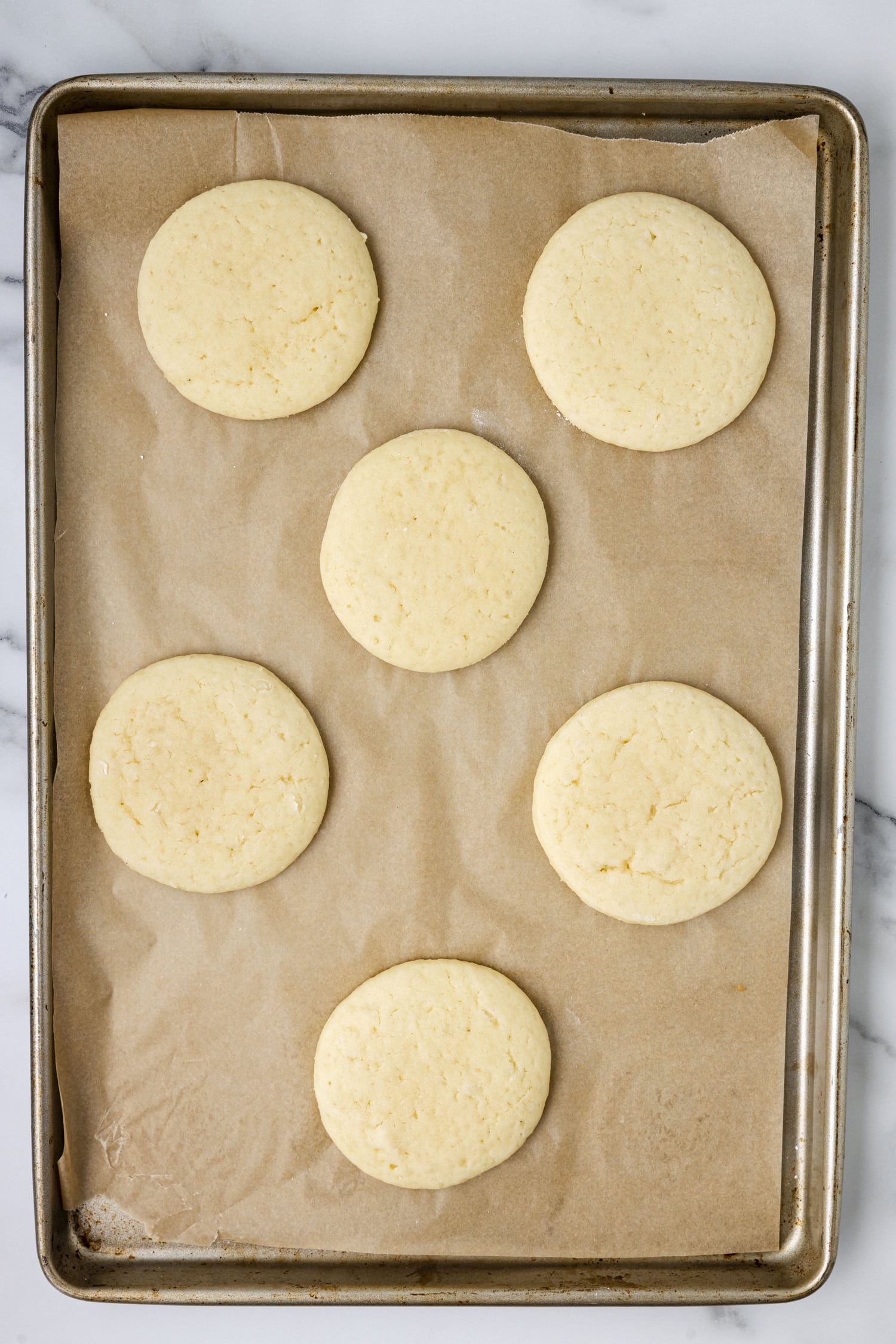 Lofthouse dough baked on parchment paper