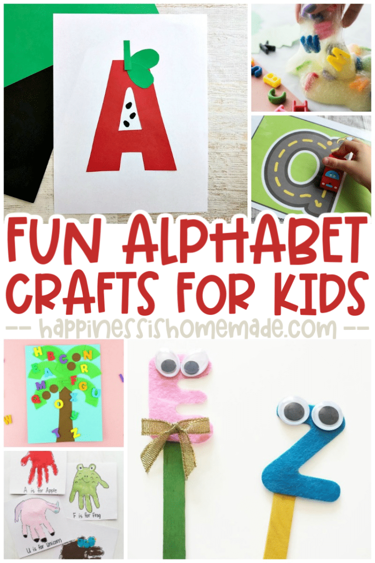 Fun alphabet crafts for kids pin graphic