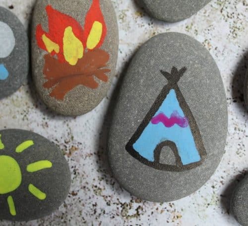 camping story painted rocks