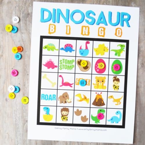 Dinosaur bingo card for bingo fun