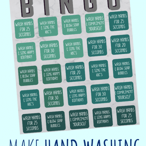 Handwashing bingo card for kids