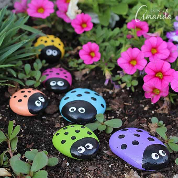 lady bug painted rocks