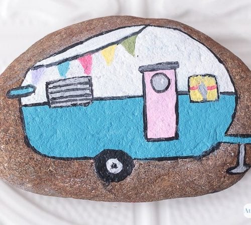 camper painted rock