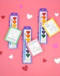 Heart-shaped watercolor paint sets with cute paint themed art Valentines for kids