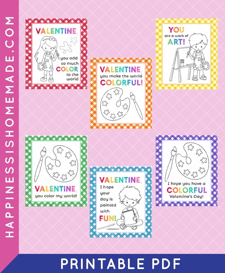 Graphic of Valentine Paint Printables and "Printable PDF" text