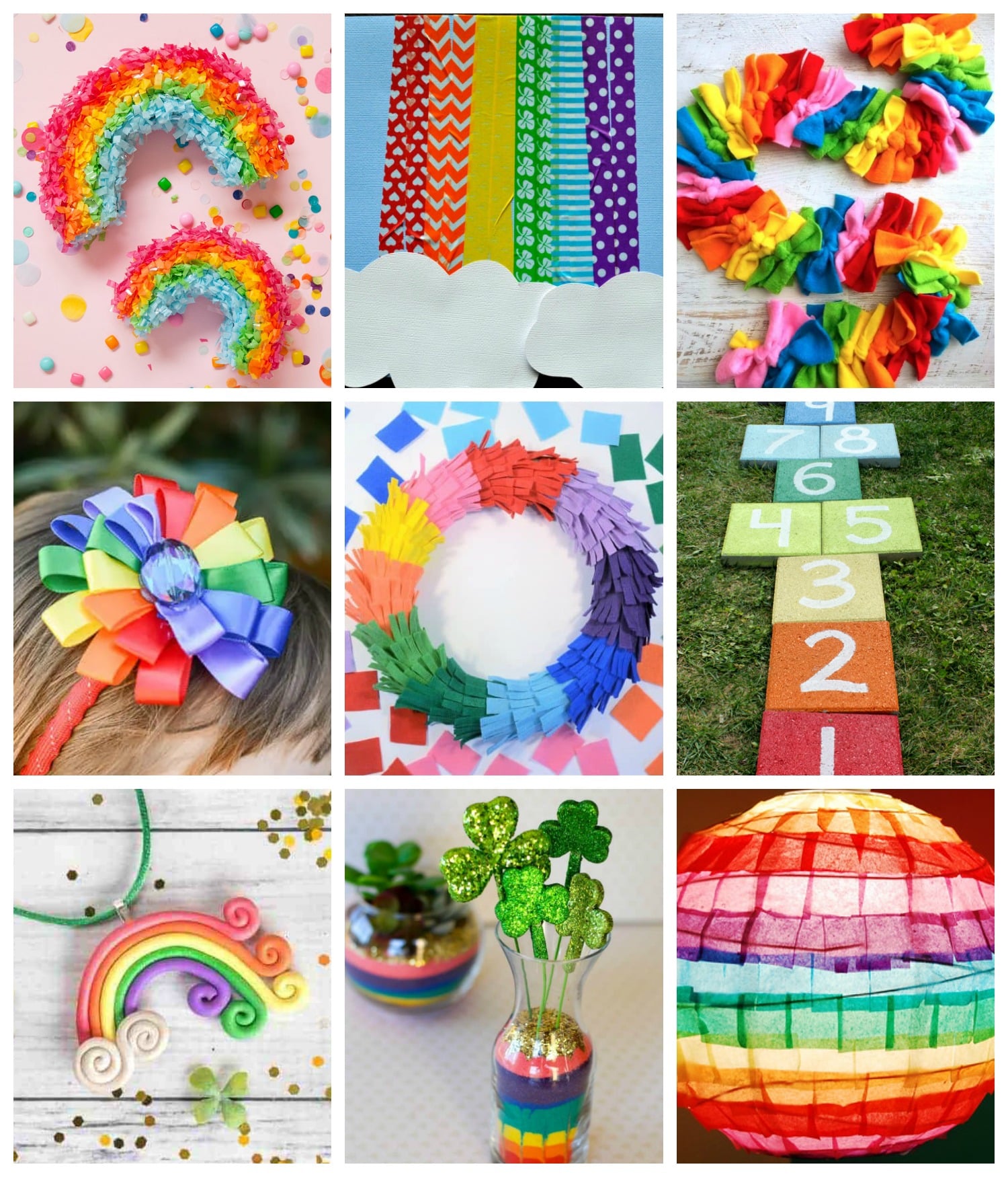 Collage of rainbow art crafts
