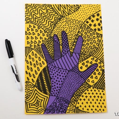 Handprint doodle art with a sharpie