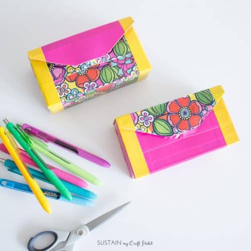 Duct tape made into an upcycled pencil case