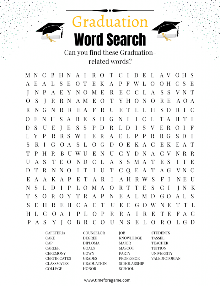 Graduation word search game printable