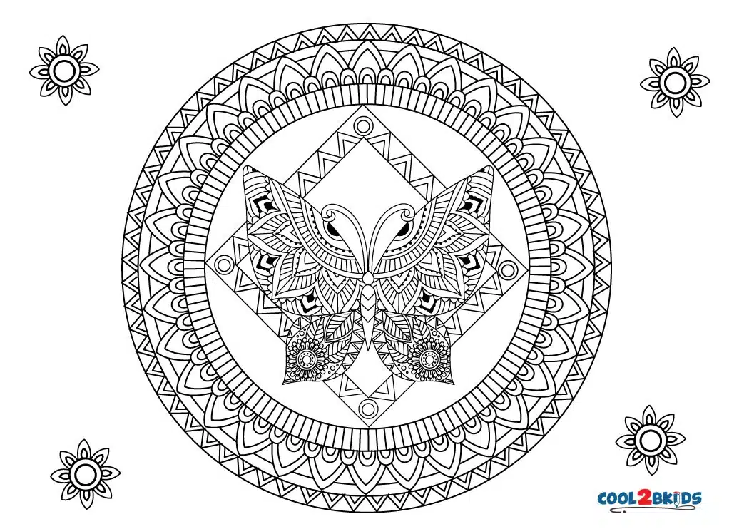 Free butterfly mandala coloring pages