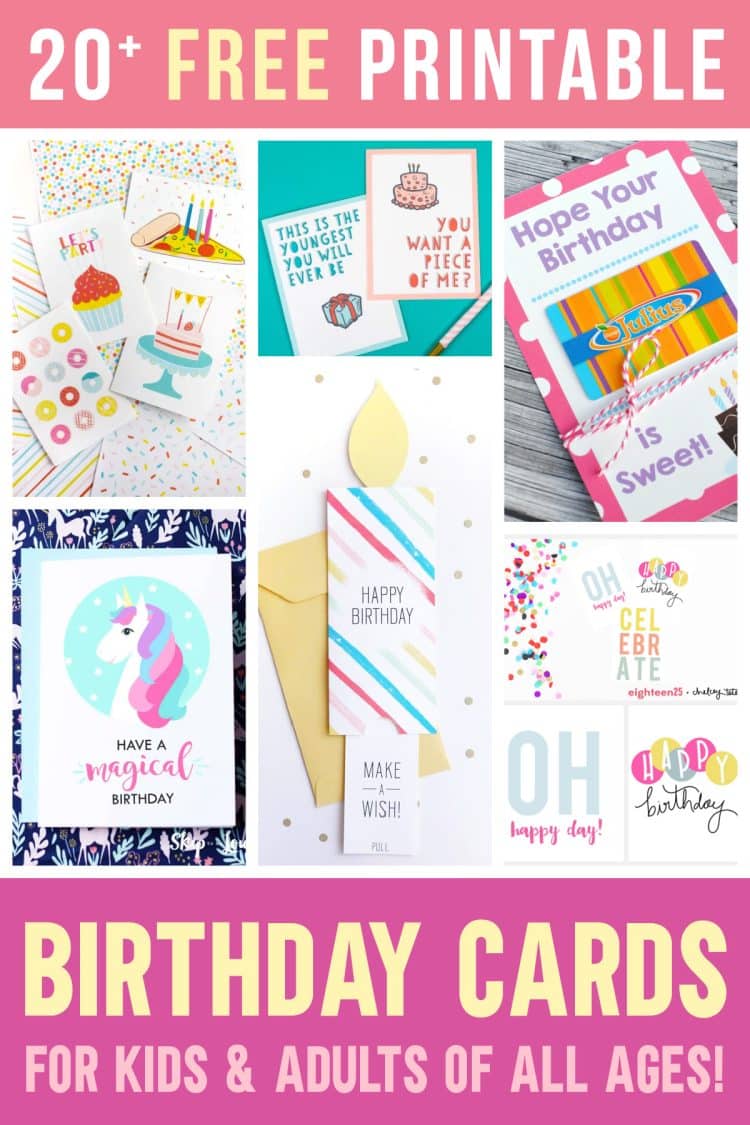 birthday cards for kids & adults of all ages pin graphic