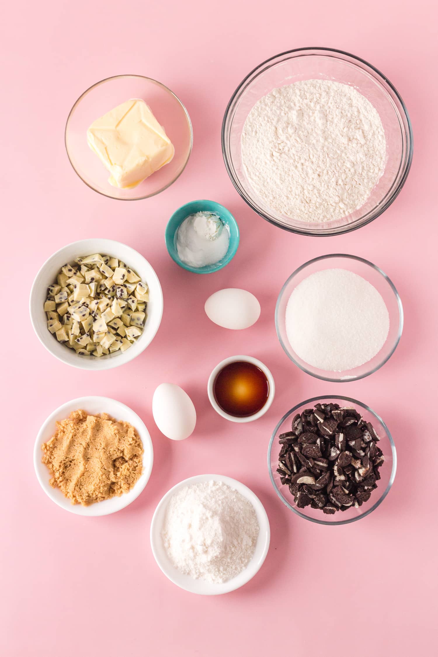 Individual ingredients for making the best pudding cookie recipe