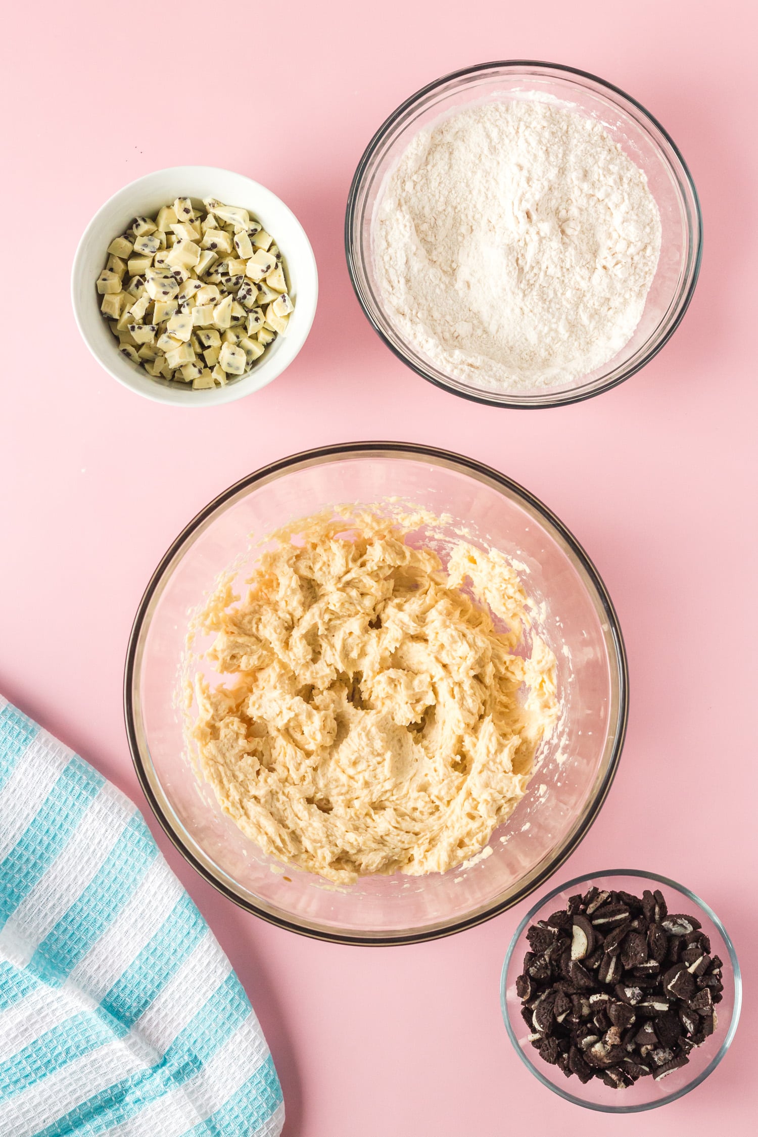 Chopped oreos for cookies and cream cookie recipe