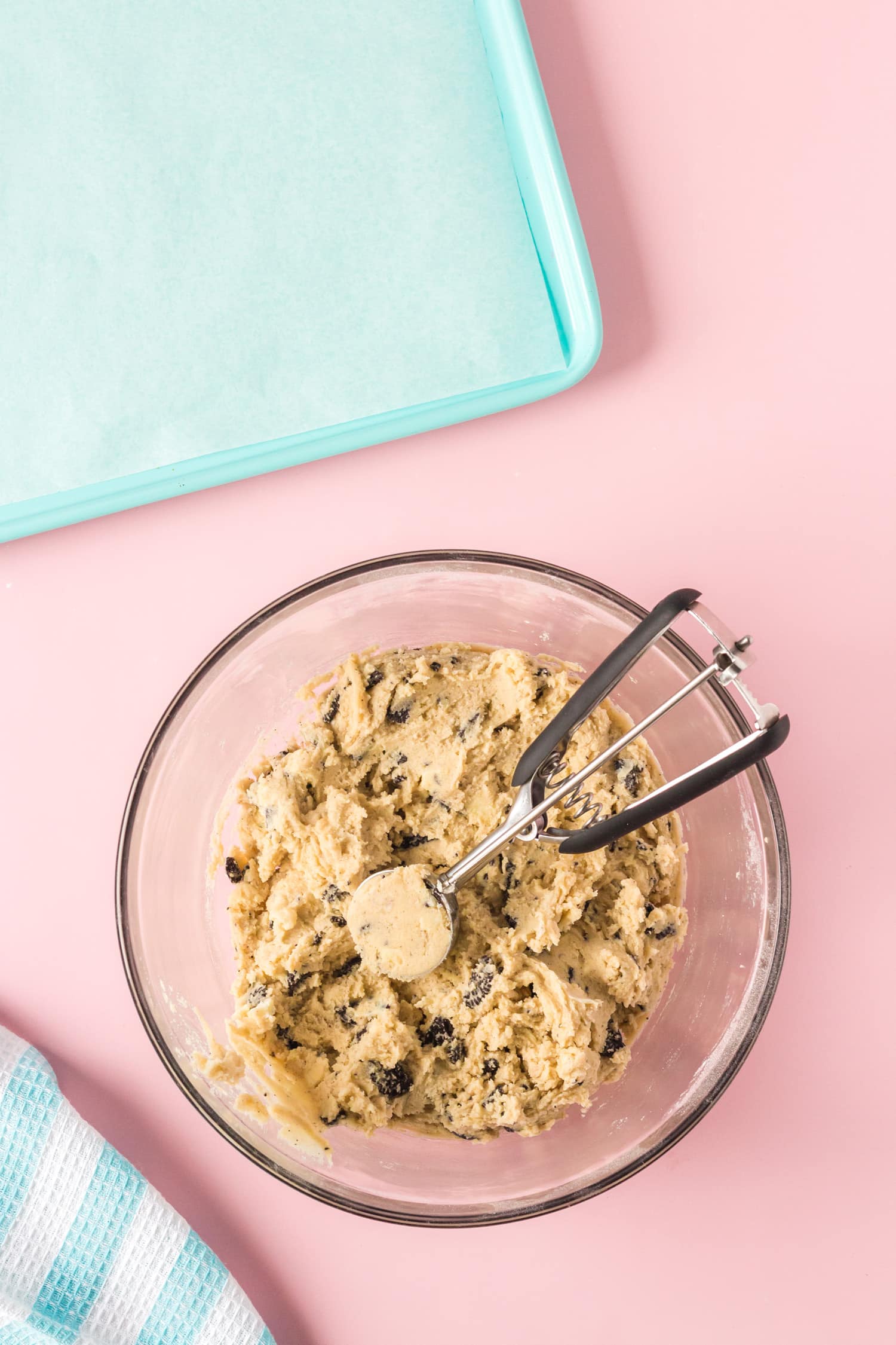 Mixing cookie ingredients for recipe